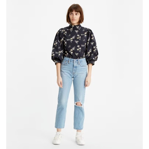 Levis Premium Womens Wedgie Straight Crop Denim Jeans 26 31 Blue High Rise NWT - Picture 9 of 12